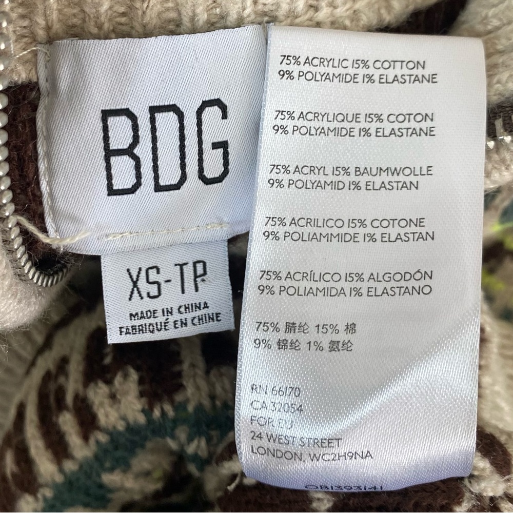 Urban Outfitters BDG Jesse Half-Zip Sweater Tan Brown and Neon Green - XS - Picture 16 of 16